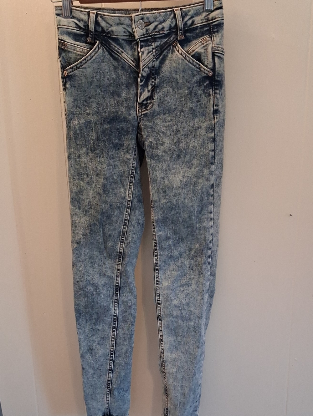 Free People Women's Acid Wash Skinny Jeans Jeggings - Light Blue